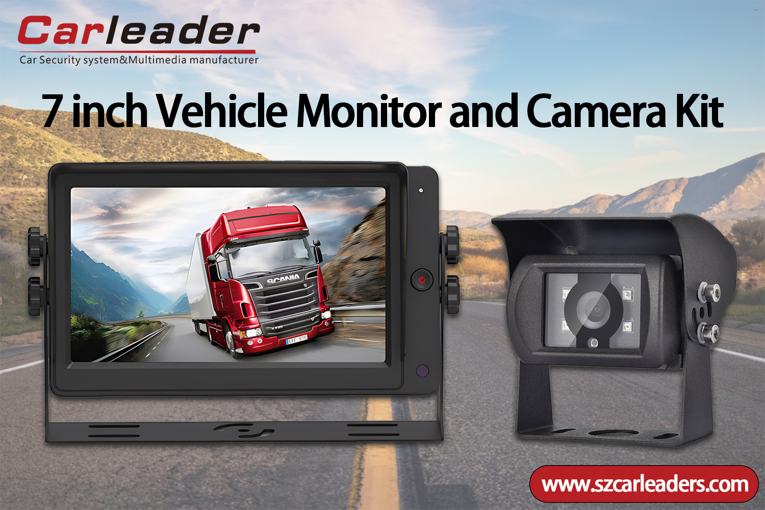 Kit monitor e fotocamera per retrovisione per auto AHD da 7 pollici