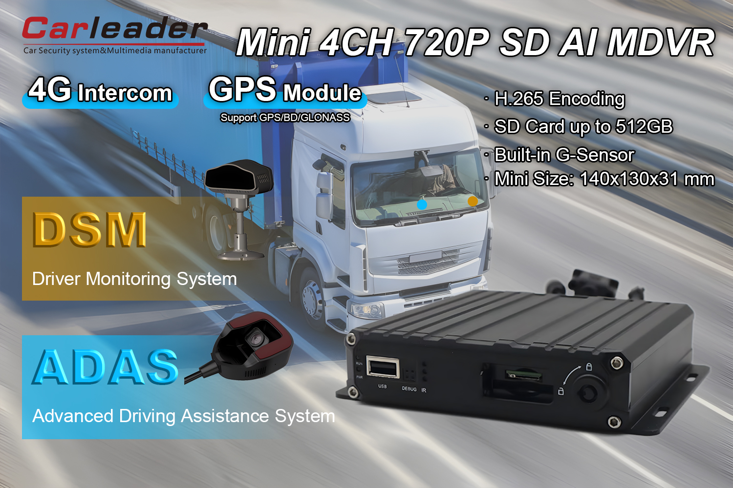 Scheda SD 4CH AHD 1080P AI MDVR Supporto DSM ADAS