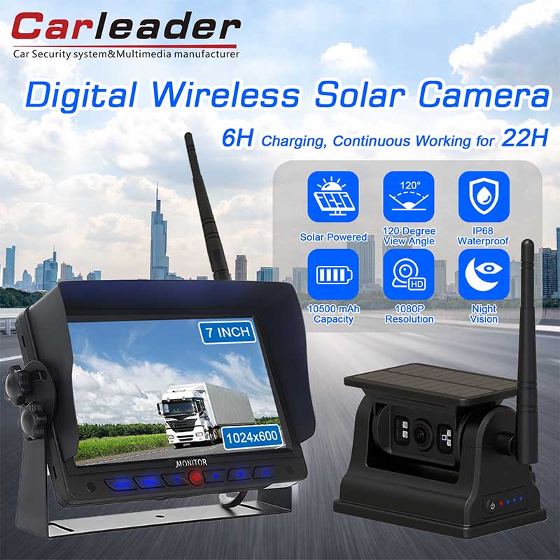 Kit per fotocamera posteriore wireless digitale magnetico da 7 pollici solare