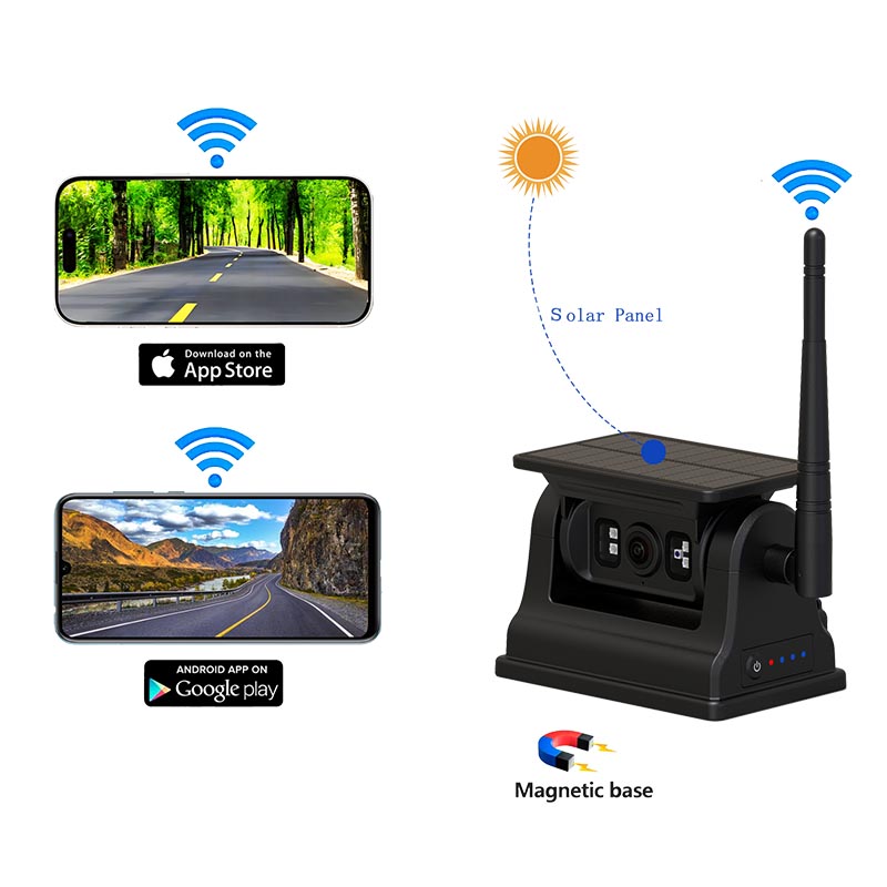 Camera di backup wireless wifi solare magnetica per iOS Android