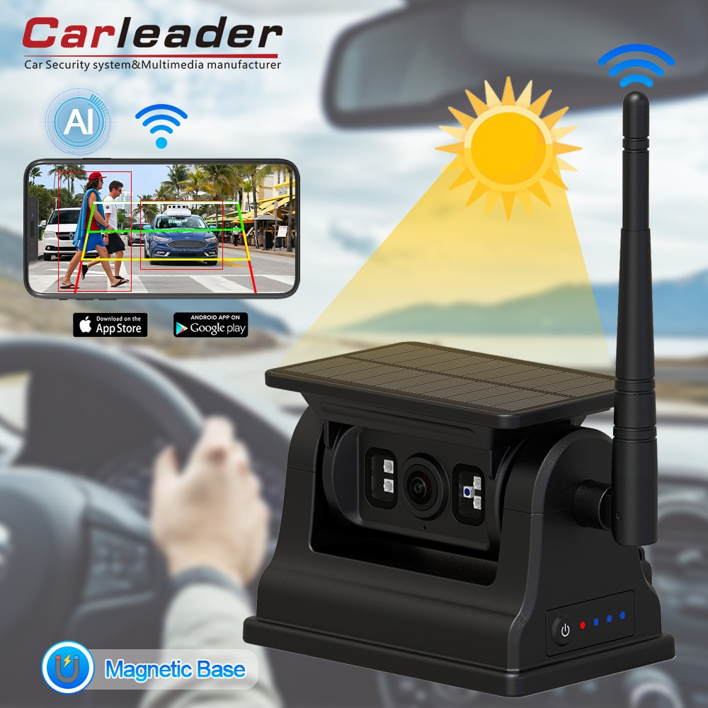 Telecamera di backup per camper wireless WiFi solare magnetica Carleader 1080P per IOS Android Telecamera di backup per camper wireless WiFi solare magnetica Carleader 1080P per IOS Android