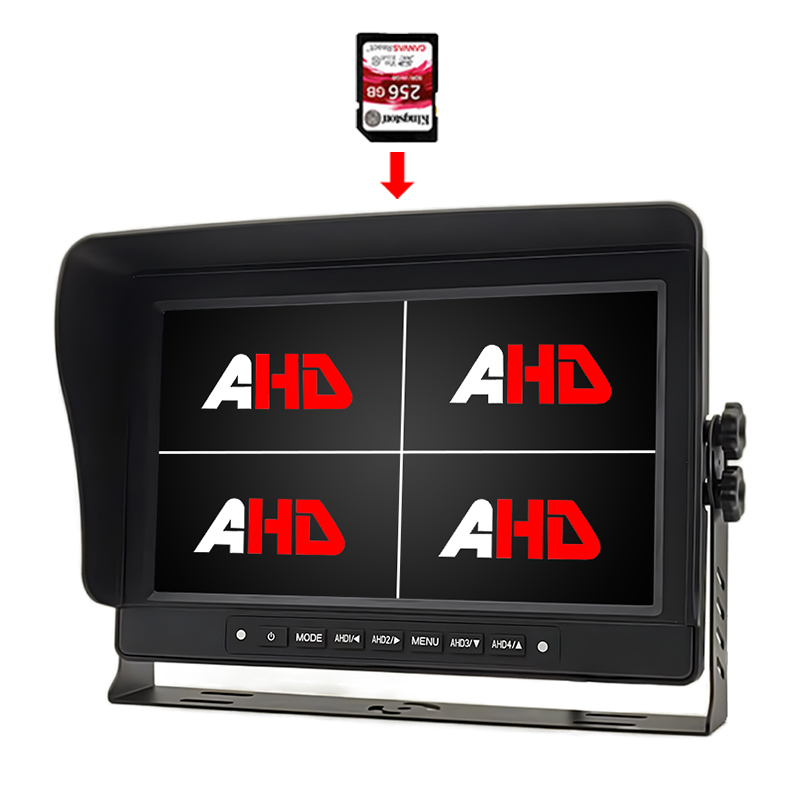 Monitor AHD con registrazione video e display quad-view impermeabile Carleader 10.1