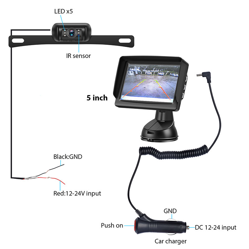 Kit monitor per telecamera di backup wireless da 5 pollici con segnale digitale