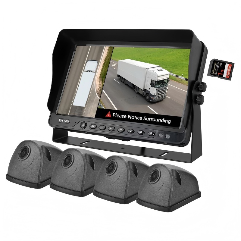 Sistema AVM 360 da 7 pollici con rilevamento dei punti ciechi AI e telecamere 1080P