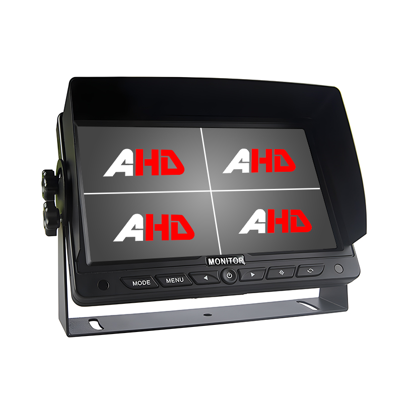 Monitor AHD quad per auto da 7 pollici con 4 ingressi telecamera e registrazione su scheda SD