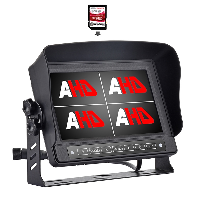 Monitor AHD per registrazione video con display quadruplo impermeabile da 7 pollici