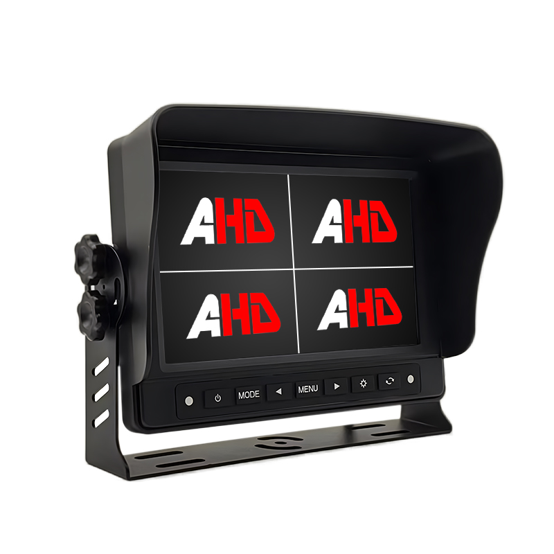 Monitor per camion pesanti con display quad diviso impermeabile da 7 pollici