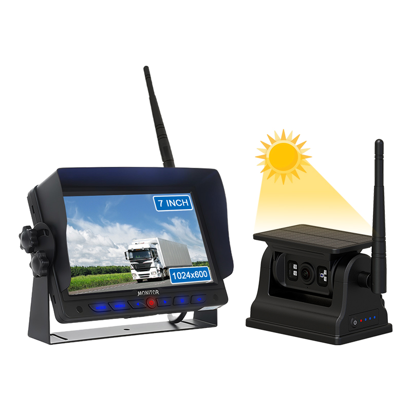 Monitor wireless da 7 pollici con telecamera ad energia solare per veicoli commerciali